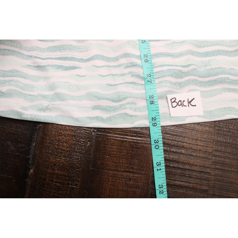 Bad Birdie Golf Polo Shirt Mens Medium Green Wave Stripe Performance Stretch - Picture 6 of 9